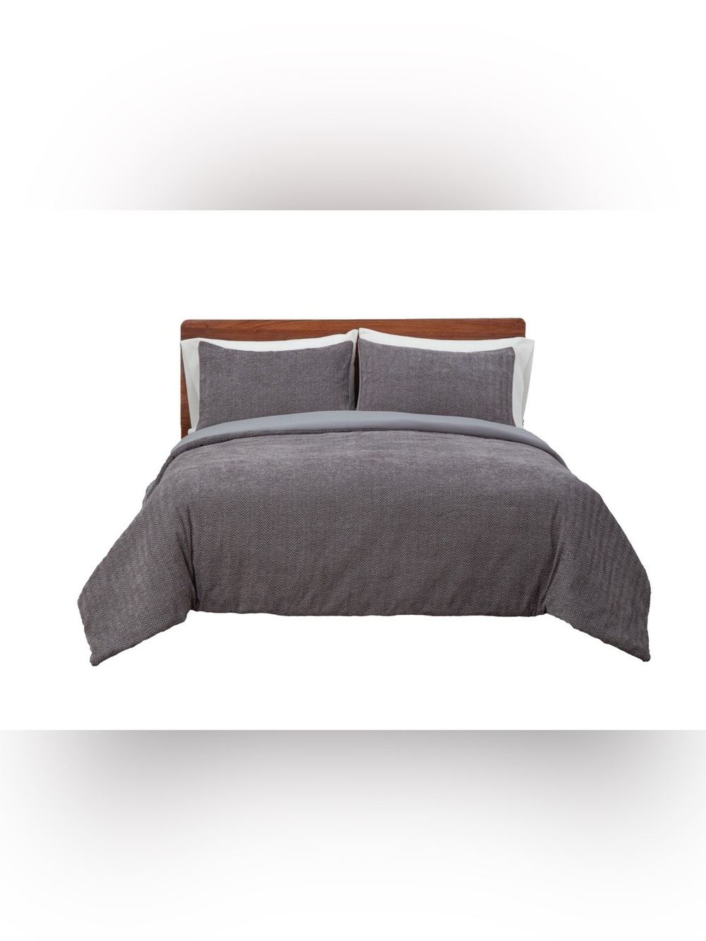 Berkshire Charcoal Herringbone Chenille 3-Piece Comforter Set